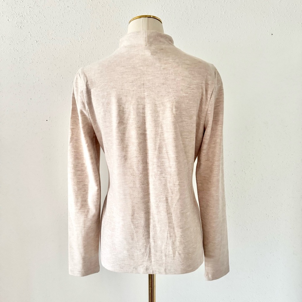 New WHBM Puff Long Sleeve Mock Neck Snit Jersey Top Beige Women's Size Medium M - Picture 5 of 6